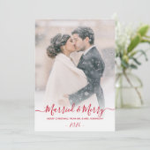 Newlyweds Foto Verheiratet und Frohe Weihnachten (Stehend Vorderseite)