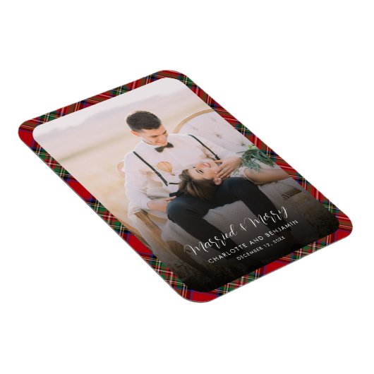 Newlyweds Foto Verheiratet und Frohe Weihnachten T Magnet (Rechte Seite)