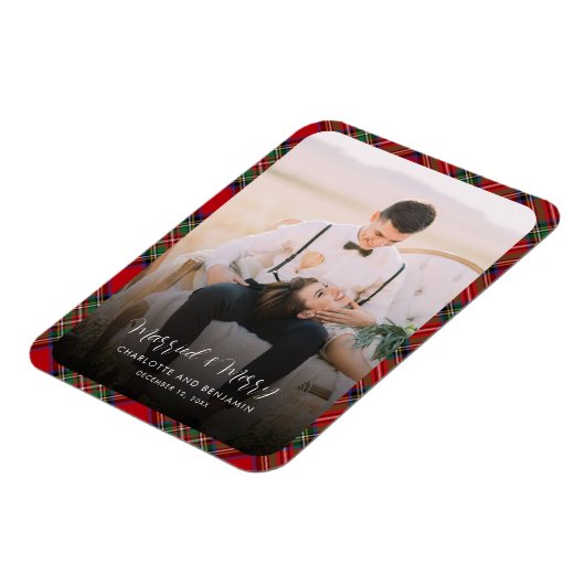 Newlyweds Foto Verheiratet und Frohe Weihnachten T Magnet (Linke Seite)