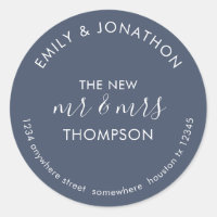 Newlyweds geben Name Adresse Dusty Navy Blue zurüc