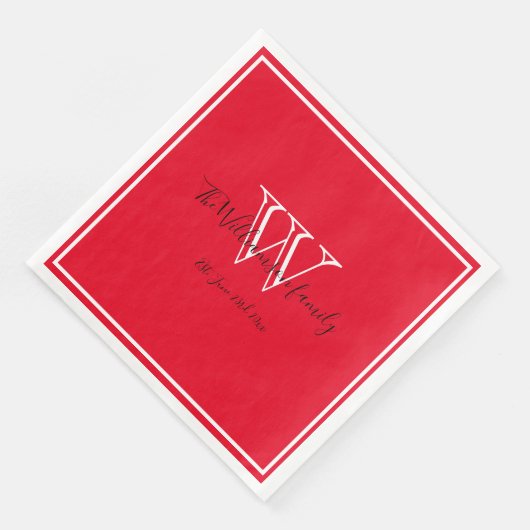 Newlyweds gibt Chft Script Name Red Mit Monogramm Serviette (Ecke)