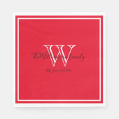 Newlyweds Gift Monogram Name Script Red Paper Serviette (Vorderseite)