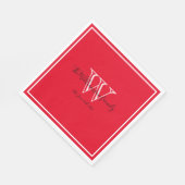 Newlyweds Gift Monogram Name Script Red Paper Serviette (Ecke)