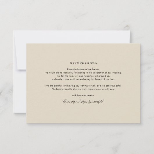 Newlyweds Hochzeitstag Fotos Vielen Dank Mitteilungskarte (Rückseite)