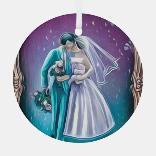 Newlyweds Ornament Aus Glas (Rückseite)