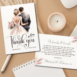 Newlyweds Wedding Dankeschön Card Elegant Couple Dankeskarte