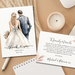 Newlyweds Wedding Dankeschön Card Elegant Couple Dankeskarte