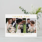 Newlyweds Wedding Foto Collage Vielen Dank Folieneinladung (Stehend vorne)