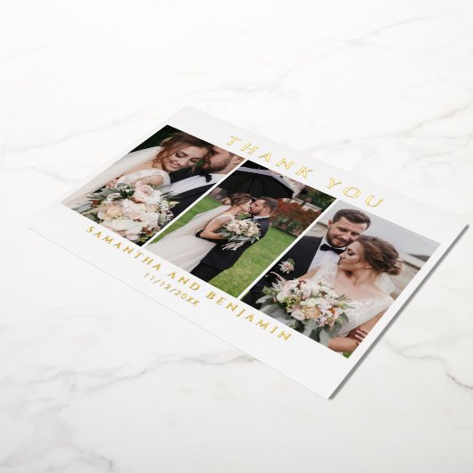 Newlyweds Wedding Foto Collage Vielen Dank Folieneinladung (Gedreht)