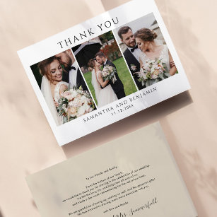 Newlyweds Wedding Foto Collage Vielen Dank Mitteilungskarte