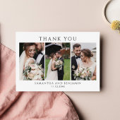 Newlyweds Wedding Foto Collage Vielen Dank Mitteilungskarte