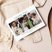 Newlyweds Wedding Foto Collage Vielen Dank Mitteilungskarte
