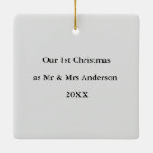 Newlywings First Christmas Personalisiert Name Fot Keramikornament (Rückseite)