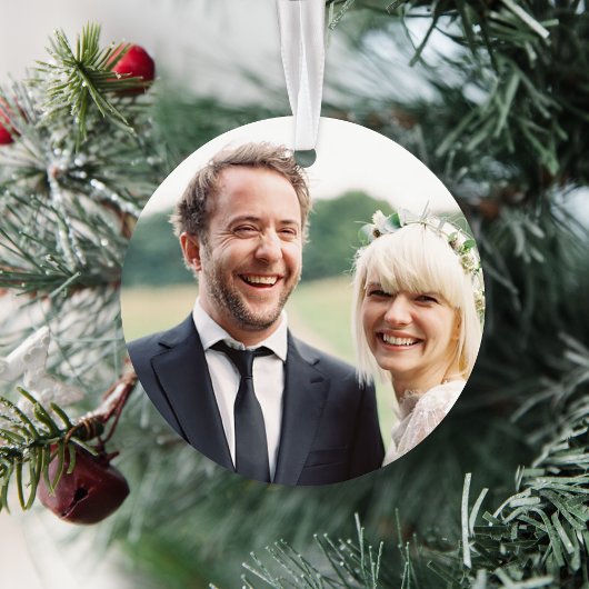 Newlywings First Christmas Tartan Holiday Foto Ornament