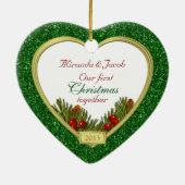 Newlywings First Christmas Together Foto Weihnacht Keramik Ornament (Hinten)