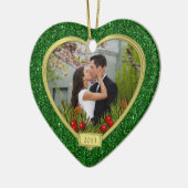 Newlywings First Christmas Together Foto Weihnacht Keramik Ornament (Links)