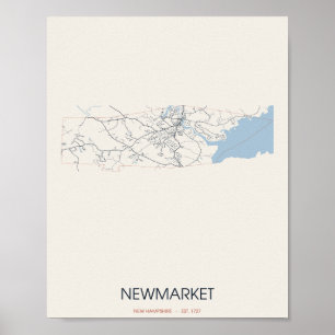 Newmarket New Hampshire Straßenkarte Poster
