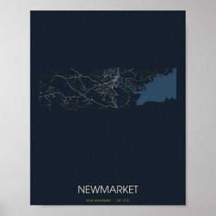 Newmarket New Hampshire Straßenkarte Poster (Nacht