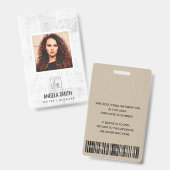 NEWPAPIER TEXTURE EMPLOYEE FOTO BARCODE NAME AUSWEIS (Vorder- & Rückseite)