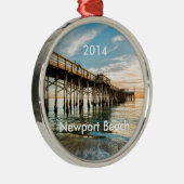 Newport Beach Balboa Pier Silbernes Ornament (Rechts)