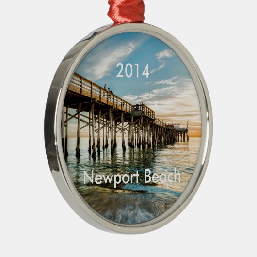 Newport Beach Balboa Pier Silbernes Ornament (Rechts)