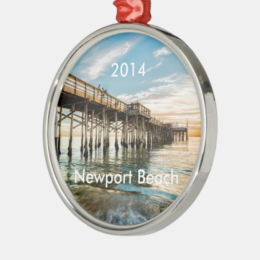 Newport Beach Balboa Pier Silbernes Ornament (Links)