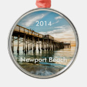 Newport Beach Balboa Pier Silbernes Ornament (Vorne)