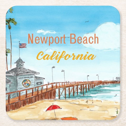 Newport Beach California Coaster Rechteckiger Pappuntersetzer (Vorderseite)