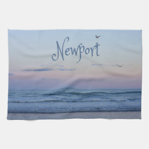 Newport Beach California Ocean Sunrise Blue Geschirrtuch