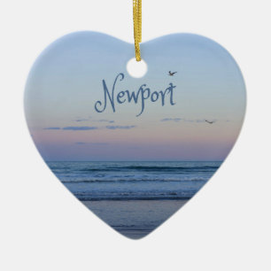Newport Beach California Ocean Sunrise Blue Keramik Ornament