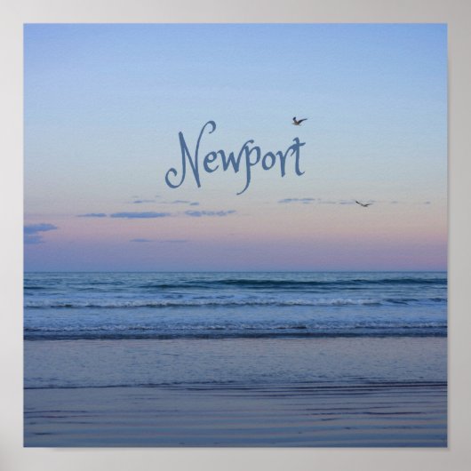 Newport Beach California Ocean Sunrise Blue Poster (Vorne)