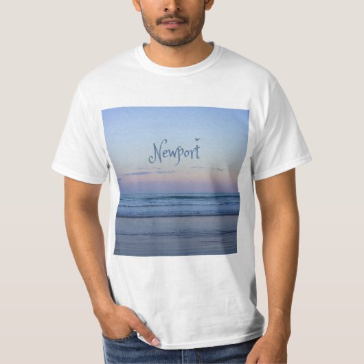 Newport Beach California Ocean Sunrise Blue T-Shirt (Vorderseite)