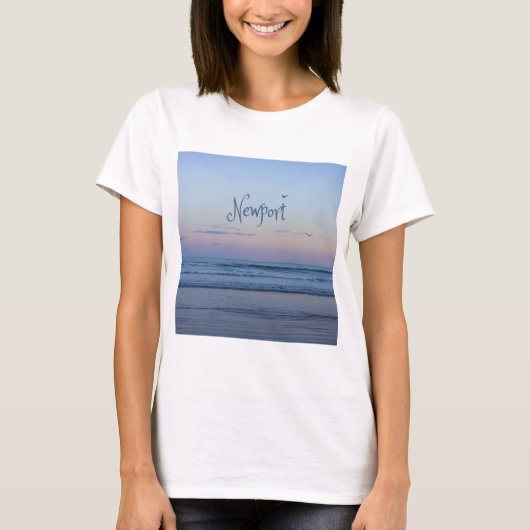 Newport Beach California Ocean Sunrise Blue T-Shirt (Vorderseite)
