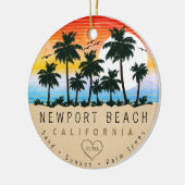 Newport Beach California Retro Sunset Palmen Keramik Ornament (Links)