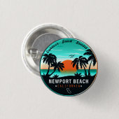 Newport Beach California Retro Sunset Souvenir 60e Button (Vorne & Hinten)