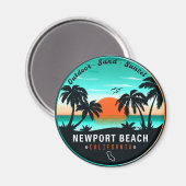Newport Beach California Retro Sunset Souvenir 80e Magnet (Vorderseite/Rückseite)