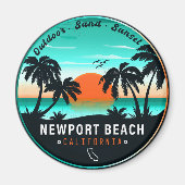 Newport Beach California Retro Sunset Souvenir 80e Magnet (Vorne)