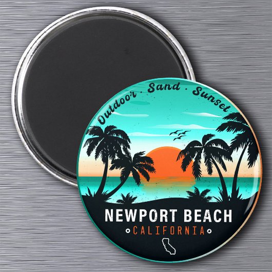 Newport Beach California Retro Sunset Souvenir 80e Magnet