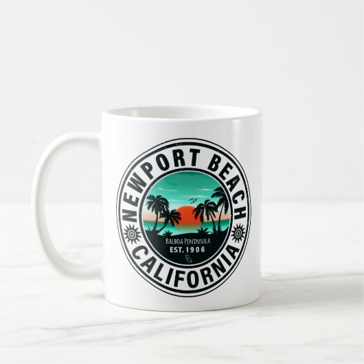 Newport Beach California Retro Sunset Vacation 80e Kaffeetasse (Links)