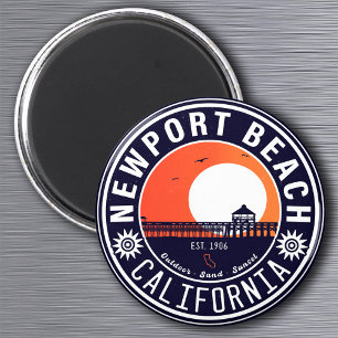 Newport Beach California Retro Sunset Vacation 80e Magnet