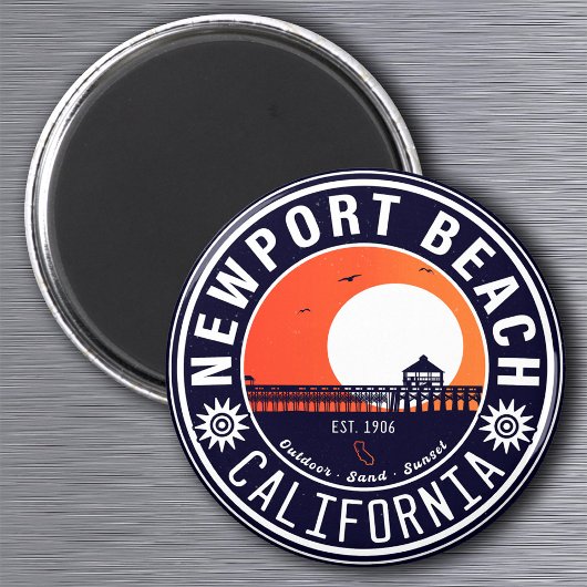 Newport Beach California Retro Sunset Vacation 80e Magnet