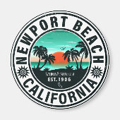 Newport Beach California Retro Sunset Vacation 80e Magnet (Vorne)