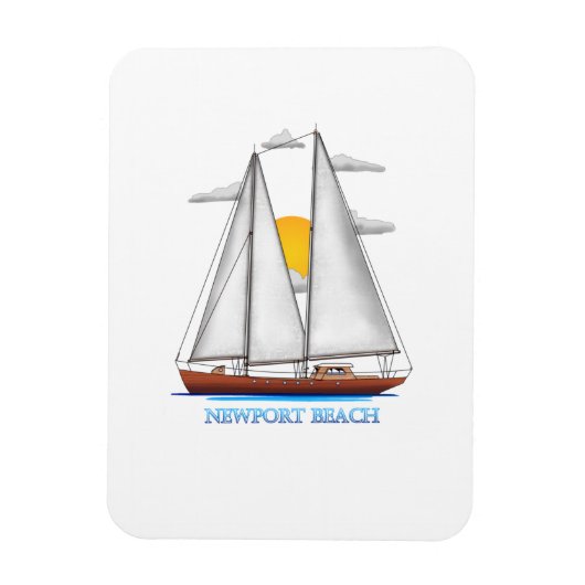 Newport Beach Coastal Nautical Sailing Magnet (Vertikal)