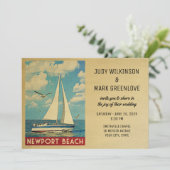 Newport Beach Hochzeit Einladung Sailboat (Stehend Vorderseite)