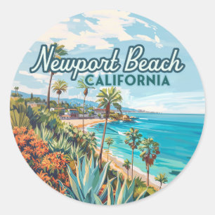 Newport Beach Kalifornien Orange County Vintage Runder Aufkleber