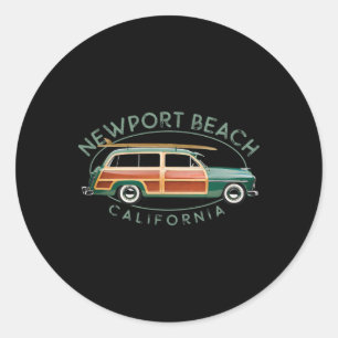 Newport Beach Kalifornien Vintage Surfen Runder Aufkleber