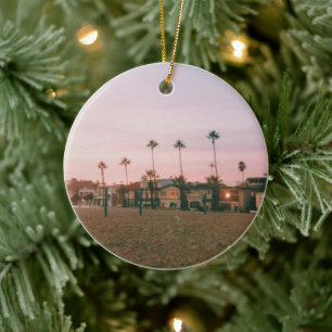 Newport Beach Pastel Sunset Keramik Ornament