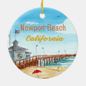 Newport Beach Pier Schmuck Keramik Ornament (Hinten)
