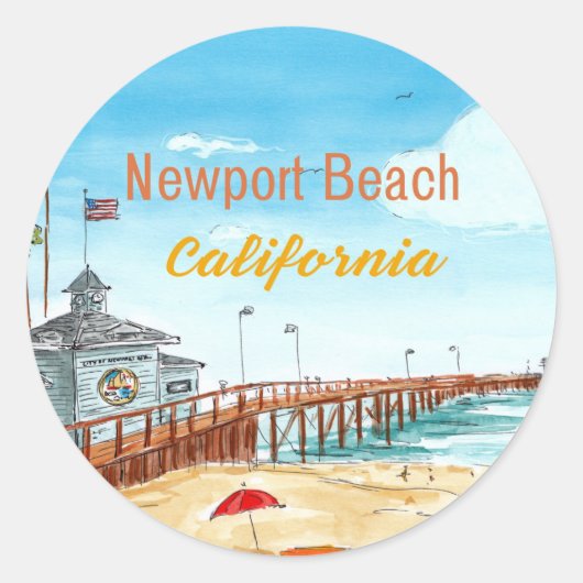 Newport Beach Pier Sticker (Vorderseite)