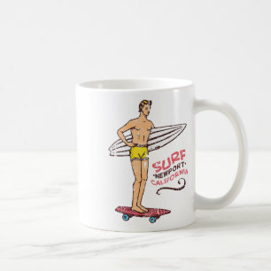 Newport Beach Surf Vintage Retro Surfbrett 60er 70 Kaffeetasse